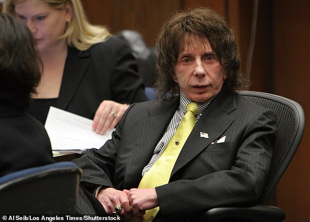 Phil Spector seated in the courtroom on March 23 2009, the last day of the prosecution rebuttal in the case of People v Phil Spector