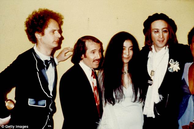 Simon did not get on with some celebrities, including John Lennon when they were supposed to be working on a covers album in 1974. He's pictured above, second from left, with Garfunkel (left), Yoko Ono (second right)  and Lennon in 1974