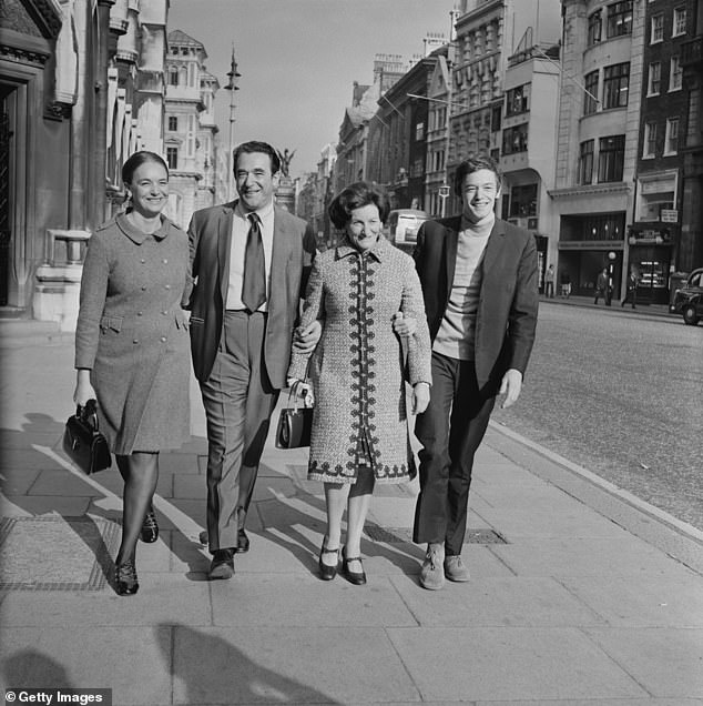 Robert Maxwell (second left) with his wife Elisabeth (second right) and children Anne and Philip outside the Royal Courts of Justice on the Strand in 1971