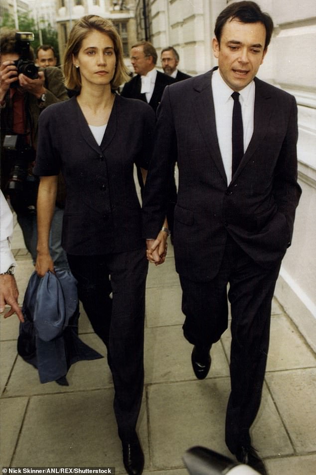 Ian pictured with his wife Laura at court on the first day of his trial, where he and his brother were accused of taking at least £122million worth of pension funds