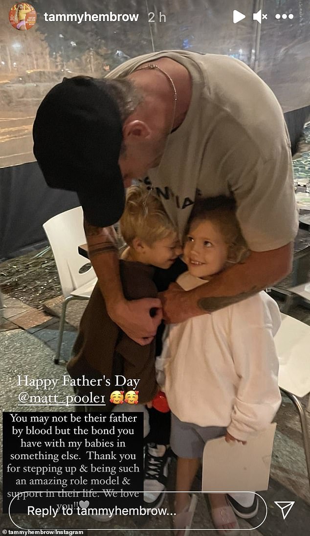 Tributo: en septiembre, Tammy subió a Instagram una foto de Matt con su hijo y su hija y le agradeció por 