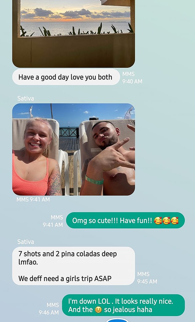 Los mensajes de texto enviados a un amigo revelaron que la pareja estaba bebiendo mucho durante las vacaciones.