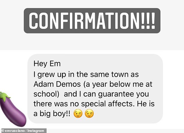 Confirmación: publicó algunos DM privados que había recibido en Instagram de mujeres que crecieron en la misma ciudad que Adam, que parecían confirmar que su talla era genuina.