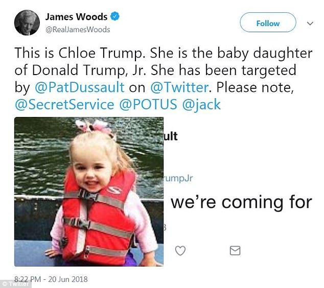 El actor James Wood destacó la amenaza en Twitter