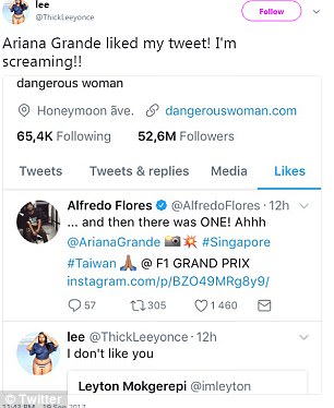 Asombroso: el tuit de Lesego incluso le gustó a Nicki Minaj y Ariana Grande