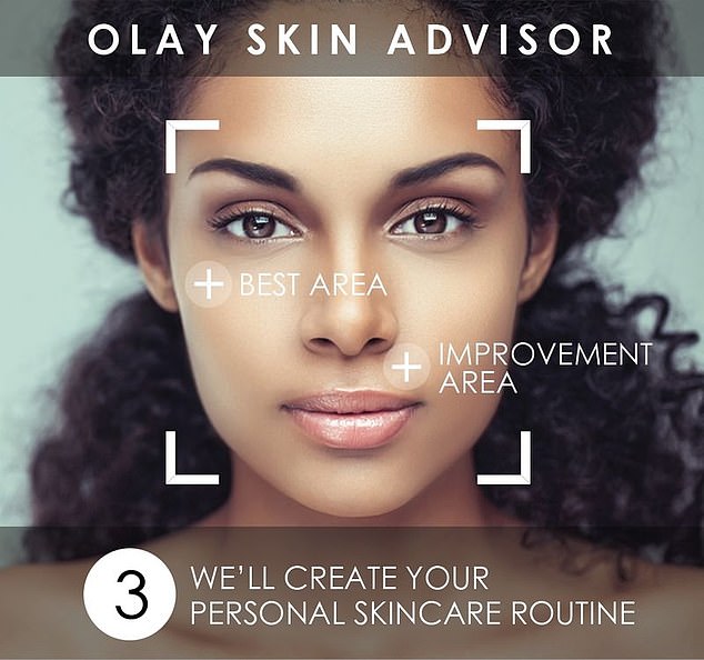 La aplicación Olay Skin Advisor analiza la selfie de un usuario para mostrarle formas en que puede mejorar su rutina de la piel, identificando las áreas problemáticas y las mejores características de la piel.