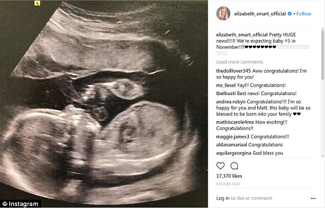 Elizabeth Smart recurrió a Instagram para compartir algunas noticias felices, revelando que su familia espera una nueva incorporación en noviembre. 