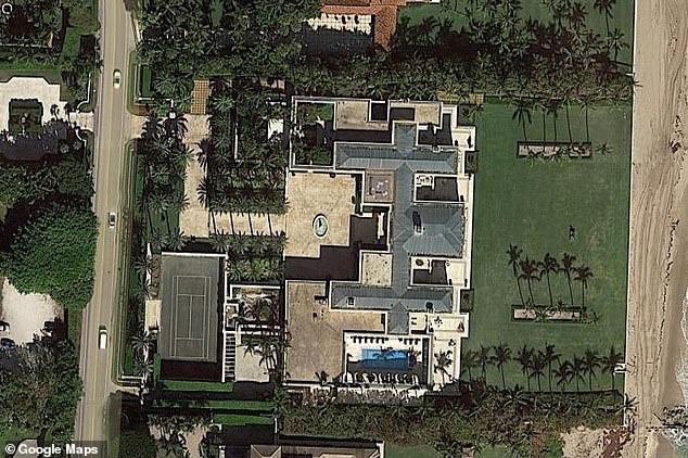 Una vista aérea de 1415 South Ocean Boulevard en Palm Beach, Florida, donde se espera que un multimillonario de Nueva York cierre la mansión, la más cara en la historia de Estados Unidos.